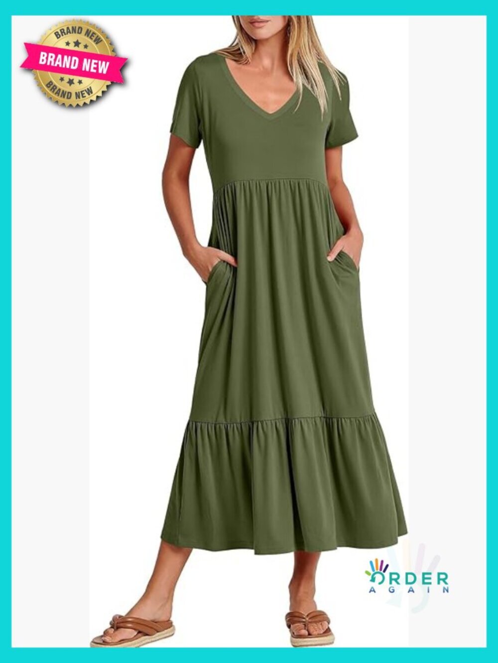 Flowy Tiered Maxi Dress Casual V Neck Summer Sundress Beach Vacation Wear